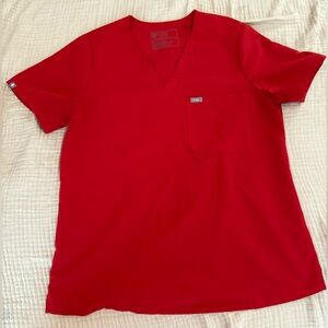 FIGS, Catarina One-Pocket Scrub Top, Red [RED], Large
